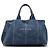 Tote Prada Blue Large Denim Canapa Logo Azul