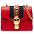 Borsa Gucci Red Mini Calfskin Web Sylvie Chain Satchel Rosso
