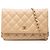 Chanel Beige CC Quilted Caviar Wallet on Chain