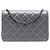 Chanel Silver CC gesteppte metallische Lammleder Wallet On Chain mit Kunstperlen