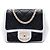 Chanel Mini Square Calfskin Graphic Flap Crossbody Nero
