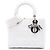 Dior White Medium Embroidered Canvas Cannage Lady D Lite