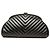 Clutch Chanel Timeless Kisslock in pelle d'agnello nera chevron Nero