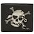Cartera bifold Prada de Tessuto patchwork negro con calavera perforada