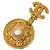 Spilla a medaglione Chanel Gold CC placcata oro con perle finte D'oro