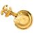 Spilla a medaglione Chanel Gold CC placcata oro con perle finte D'oro - vista 2