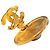 Spilla a medaglione Chanel Gold CC placcata oro con perle finte D'oro - vista 3