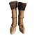 Dolce & Gabbana Braune hohe Wildlederstiefel mit Pelzbesatz