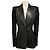 Blazer de piel de cordero con ribete de encaje negro Alexander McQueen