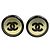 Schwarze Chanel CC runde Clip-On-Ohrringe aus versilbertem Resin