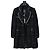 Abrigo Chanel de Tweed Negro con Ribetes de Cuero