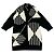 Abrigo Hermès Negro de Cashmere con Patrón Geométrico Talla 38