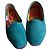Autre Marque Fiorucci Türkise Kunstwildleder Loafer mit Blumenfutter