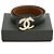 Cinto Chanel reversível em couro Preto e Camel com fivela CC dourada - vista 4