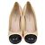 Chanel Beige,Black Leather Platform Cap Toe Pumps