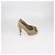 Décolleté platform con punta chiusa Chanel Beige, Gold in camoscio e pelle - vista 3