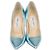 Décolleté a punta in pelle testurizzata blu metallizzato Jimmy Choo