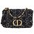 Borsa a spalla media Caro in tweed Macrocannage nero e bianco Christian Dior