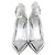 Valentino Silver Leather Tan-Go Ankle Strap Pumps