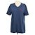 T-shirt Burberry blu navy in cotone con logo ricamato e scollo a V