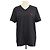 T-shirt Burberry in cotone nero con logo ricamato e scollo a V