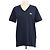 T-shirt Dolce & Gabbana in cotone blu navy con scollo a V e placca logo