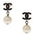 Pendientes colgantes Chanel CC de metal con perla artificial