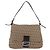 FENDI Zucchino Canvas Mamma Baguette Shoulder Bag Brown - vista 13