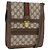 GUCCI GG Supreme Web Sherry Line Shoulder Bag PVC Beige Gold Red