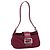 FENDI Mamma Baguette Shoulder Bag Cotton Wine Red Silver