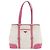 Prada Pink Triangle Logo Leather Canvas Tote Bag