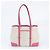 Prada Pink Triangle Logo Leather Canvas Tote Bag - view 3
