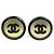 Pendientes de clip redondos de resina plateada CC Chanel Black