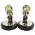 Pendientes de clip redondos de resina plateada CC Chanel Black - vista 3
