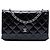 Portafoglio Chanel Black CC Quilted Patent Wallet On Chain