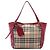 Borsa tote Burberry Canterbury Small Haymarket Check in nylon e vitello, beige