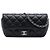Custodia per occhiali Chanel Black CC Quilted Caviar con catena