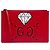 Pouch GucciGhost in pelle di vitello rossa con zip a diamante