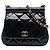 Clutch Chanel Black CC Quilted Patent Frame com corrente