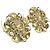 Orecchini a pressione Chanel Gold CC in ottone, resina e perle sintetiche a forma di fiocco di neve - vista 2