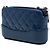 Clutch Gabrielle in pelle di vitello invecchiata verniciata matelassé blu con doppia zip e catena Chanel - vista 2