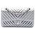 Chanel Silver Medium Classic Chevron Caviar Double Flap