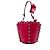Borsa secchiello Miu Miu in pelle di vitello rossa con bordi festonati e occhielli