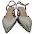 Miu Miu.Slingback-Block-Heels aus silbernem Leder mit Schmucksteinen und spitzer Kappe - Ansicht 2