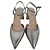 Miu Miu.Slingback-Block-Heels aus silbernem Leder mit Schmucksteinen und spitzer Kappe - Ansicht 3