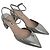 Miu Miu.Slingback-Block-Heels aus silbernem Leder mit Schmucksteinen und spitzer Kappe - Ansicht 5