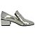 Stuart Weitzman Sawyer Block Heel Loafer aus metallic-silbernem Lackleder