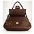 Fendi Borsa Mini Mamma Baguette in pelle ricamata marrone scuro - vista 9