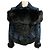 Burberry Prorsum Blue / Black Samt-Jacquard-Jacke mit Pelzbesatz