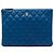 Clutch Chanel Medium Quilted Lambskin O Case Azul